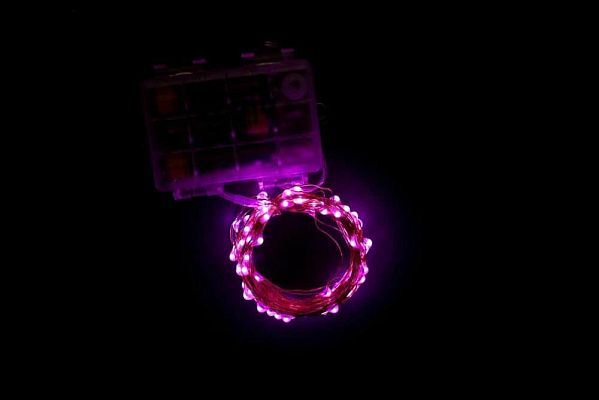 Светодиодная нить Роса 10 м, розовый 100 LED, 8 режимов, провод шампань, GG2019826